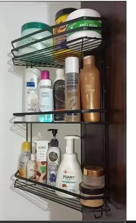 Black Stainless Steel Bathroom Organizer | Wall Shelf | CASOVIX