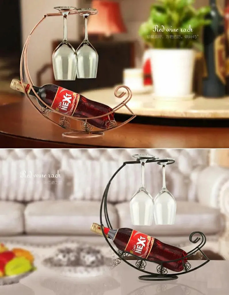 Golden Metal Glass & Bottle Holder | Luxury Kitchen & Countertop Organizer | CASOVIX