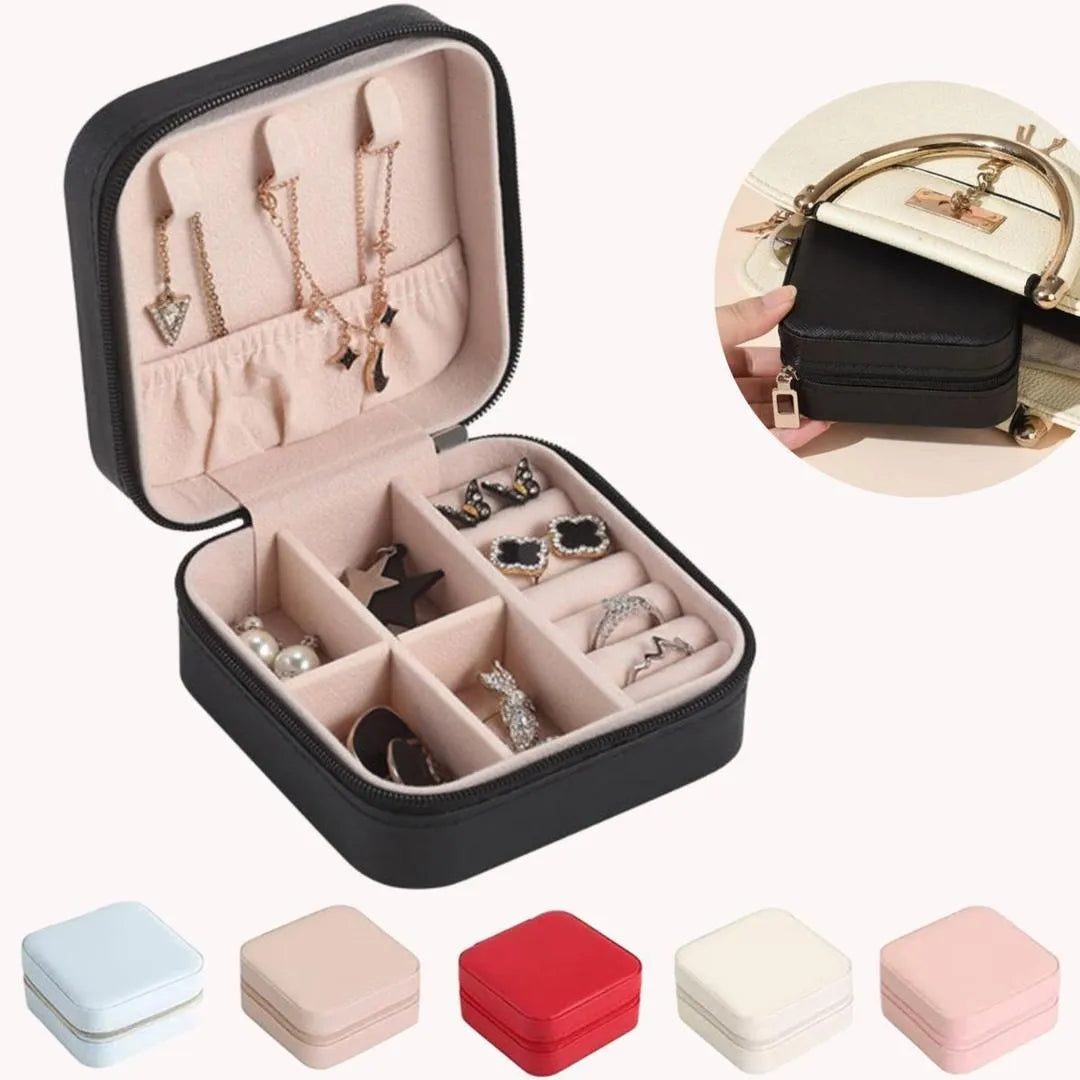 Compact Leather Jewelry Box | Portable Travel Jewelry Organizer | CASOVIX