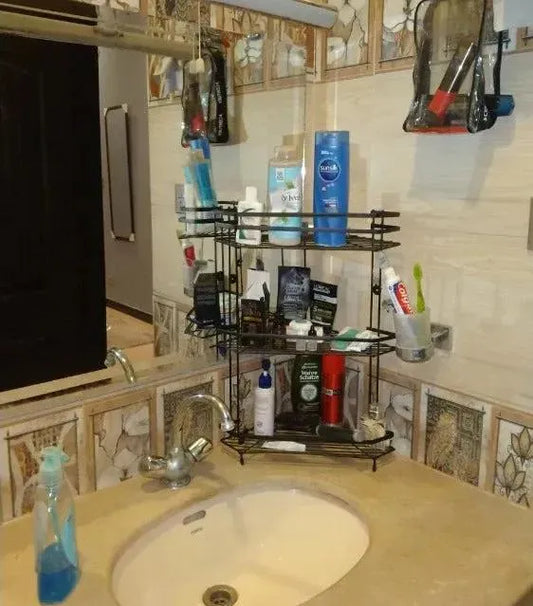 Black Stainless Steel Bathroom Organizer | Wall Shelf | CASOVIX