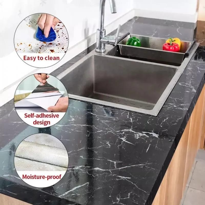 Black Marble Sheet for Kitchen Countertops & Walls