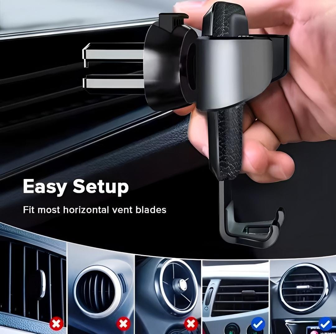 Car Phone Holder Black ABS Gravity Secure